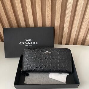 Coach Black Patent Embossed Long Wallet